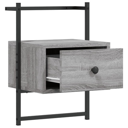 Nachtkastje Wandgemonteerd 35X30X51 Cm Hout Grijs Sonoma Eiken