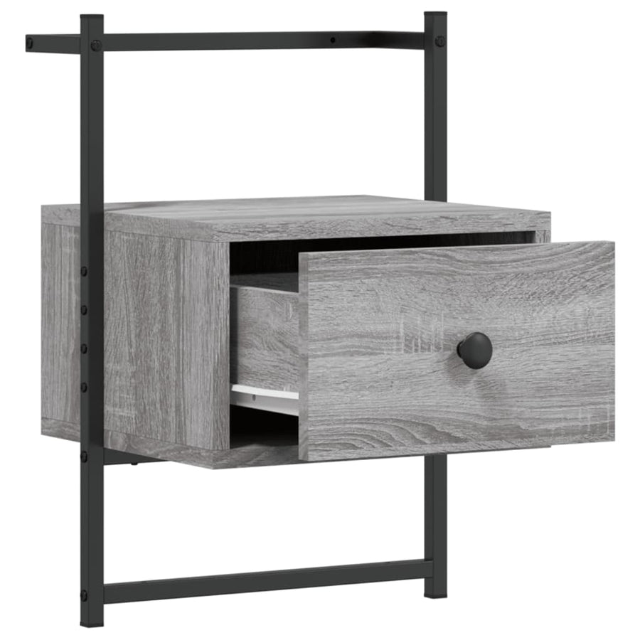 Nachtkastje Wandgemonteerd 35X30X51 Cm Hout Grijs Sonoma Eiken