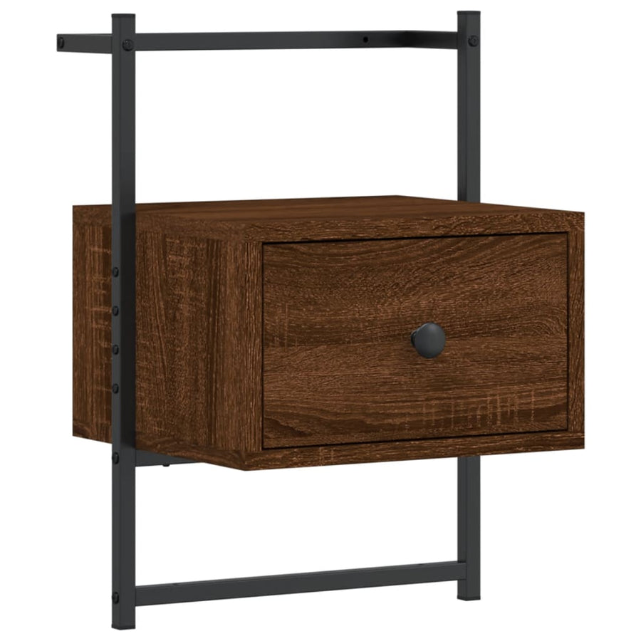 Nachtkastje Wandgemonteerd 35X30X5 Cm Hout 1 bruin eikenkleur