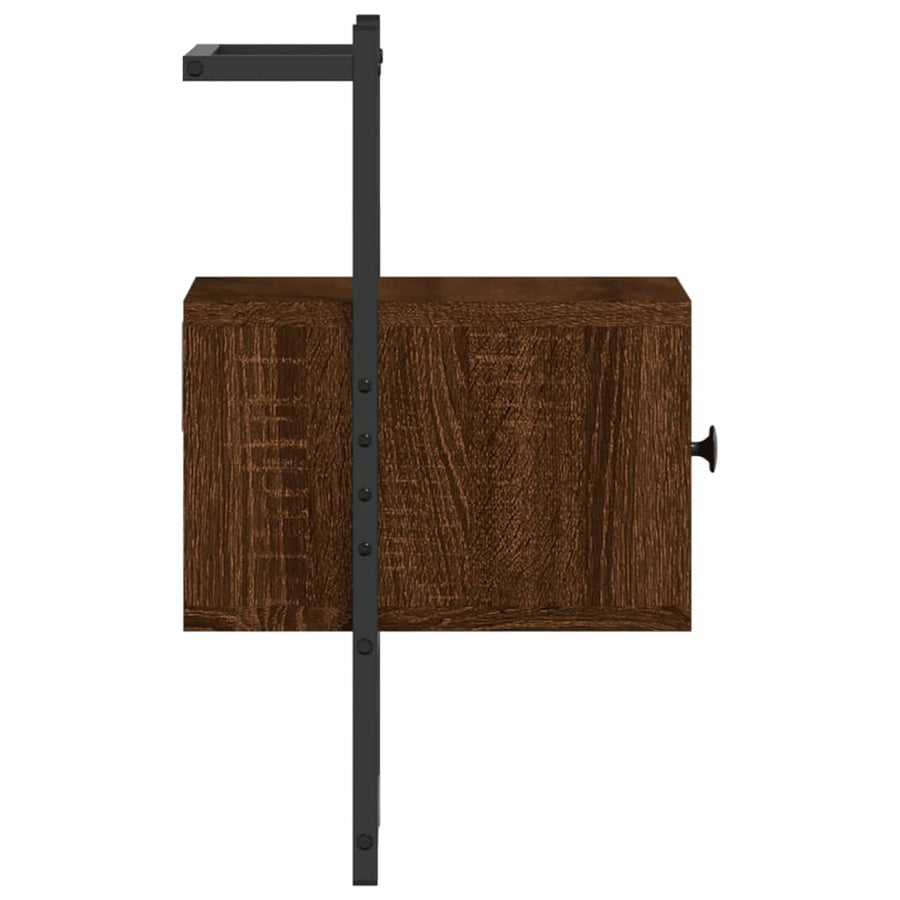 Nachtkastje Wandgemonteerd 35X30X5 Cm Hout 1 bruin eikenkleur