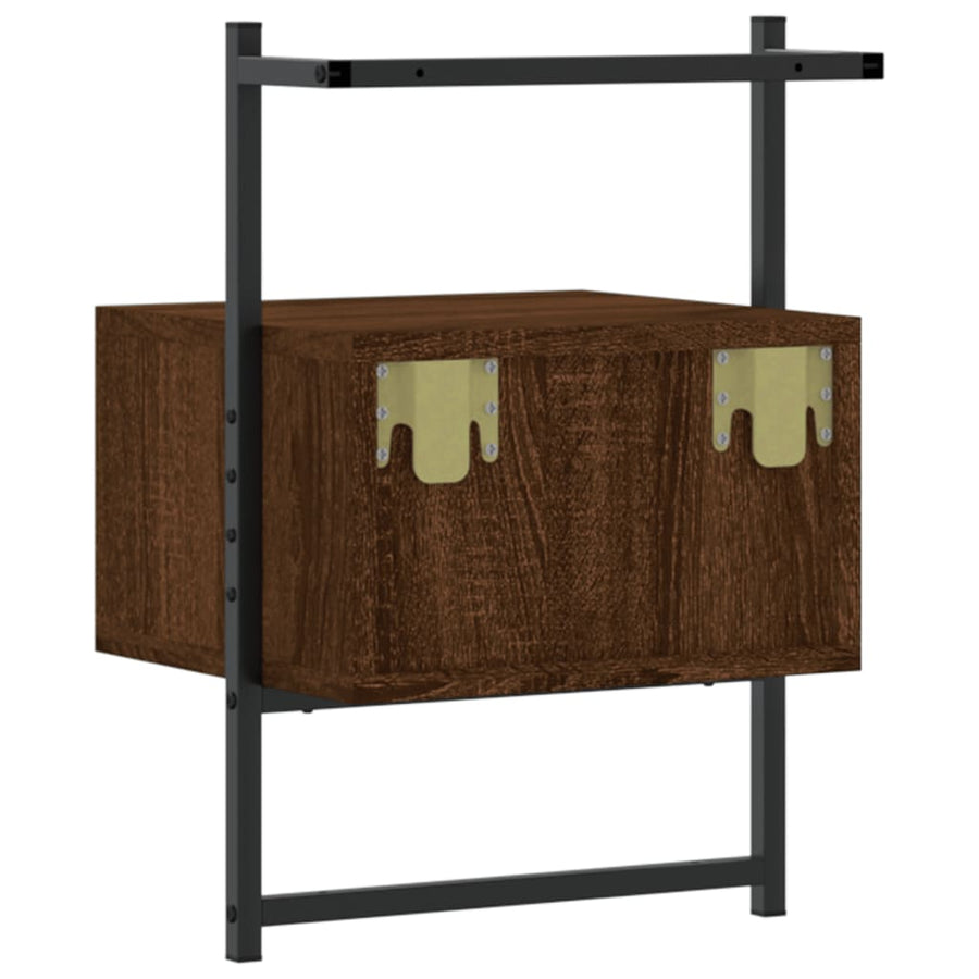 Nachtkastje Wandgemonteerd 35X30X5 Cm Hout 1 bruin eikenkleur