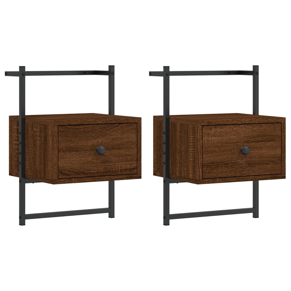 Nachtkastjes 2 St Wandgemonteerd 35X30X51 Cm Hout Bruineiken