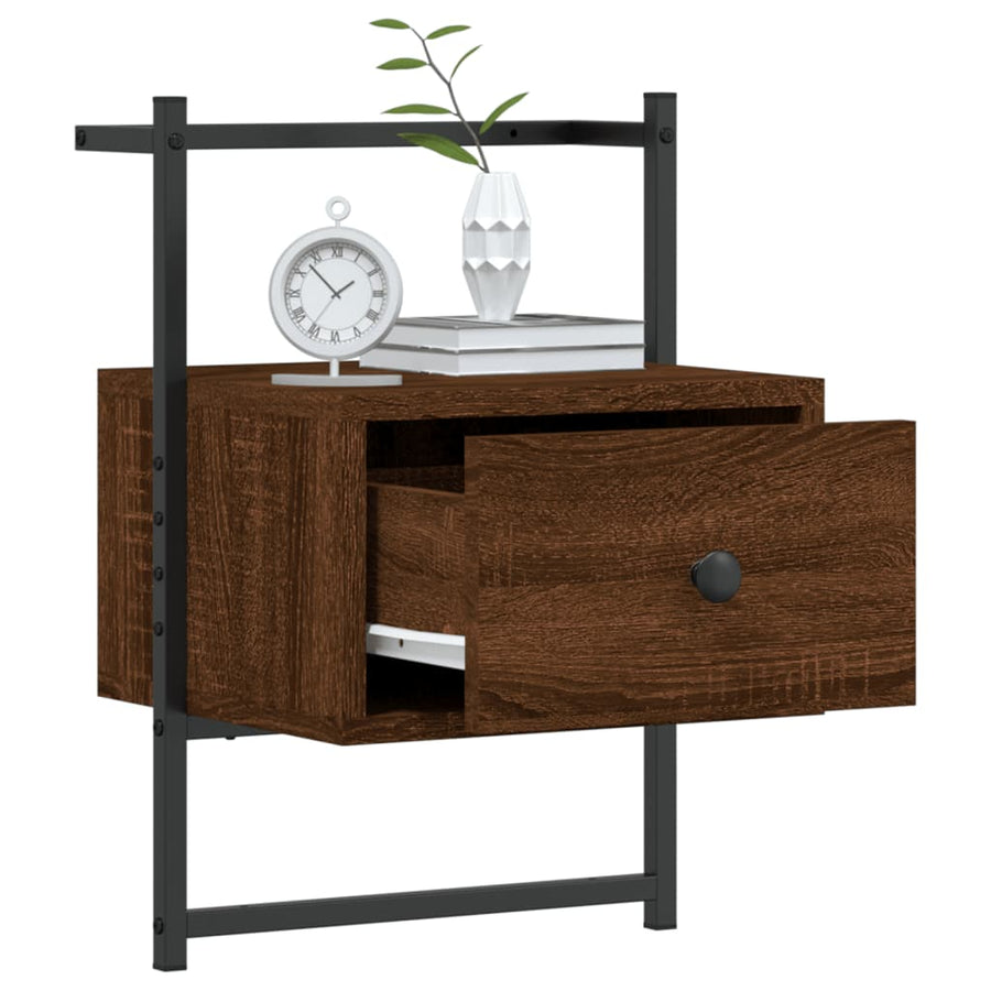 Nachtkastjes 2 St Wandgemonteerd 35X30X51 Cm Hout Bruineiken