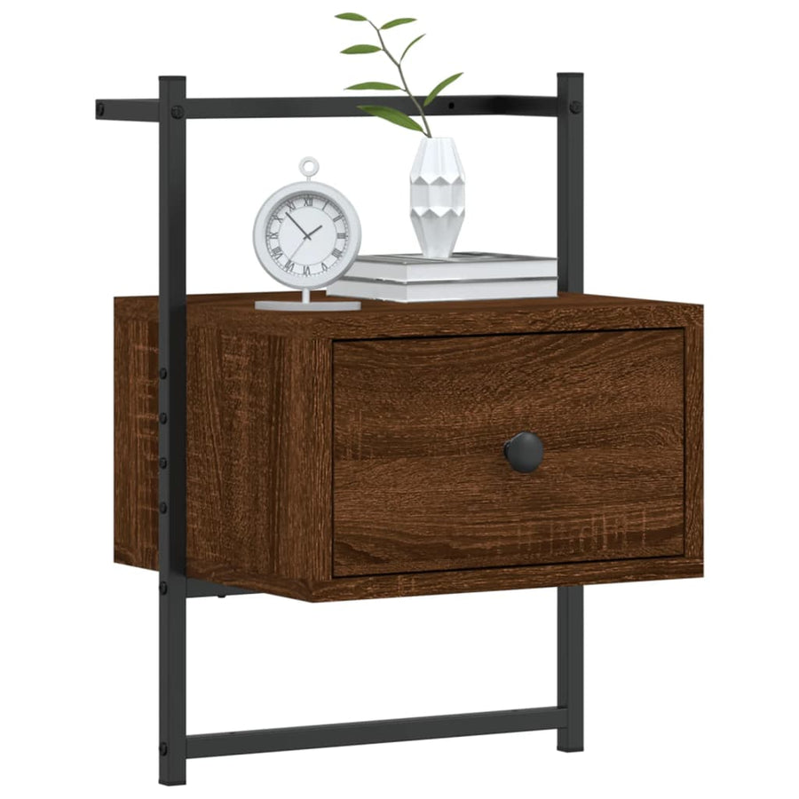 Nachtkastjes 2 St Wandgemonteerd 35X30X51 Cm Hout Bruineiken