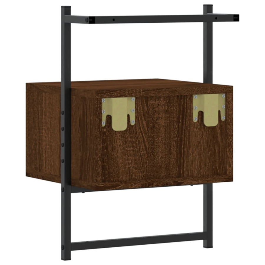 Nachtkastjes 2 St Wandgemonteerd 35X30X51 Cm Hout Bruineiken