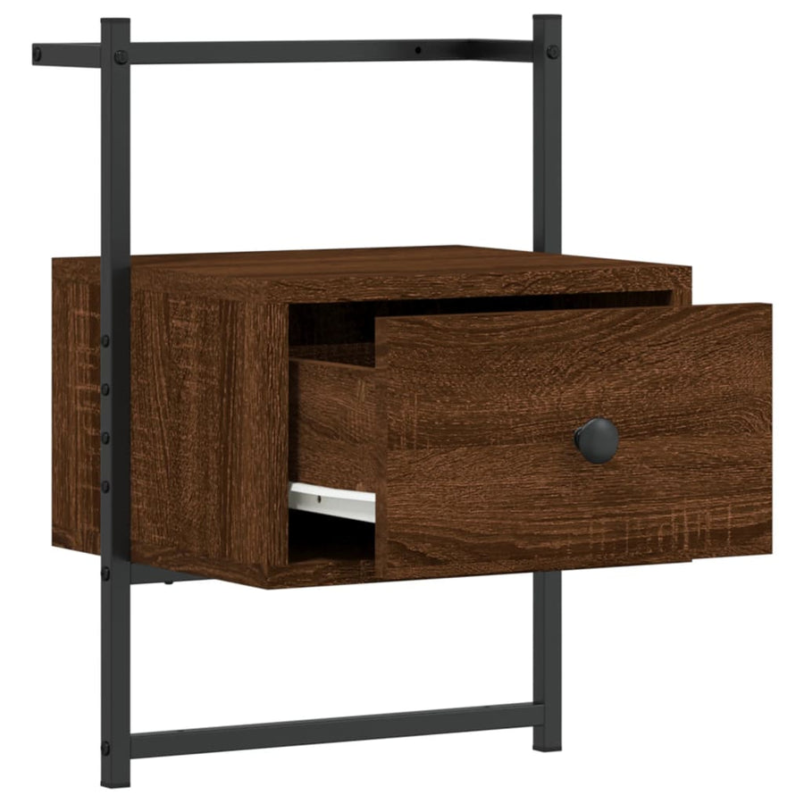 Nachtkastjes 2 St Wandgemonteerd 35X30X51 Cm Hout Bruineiken