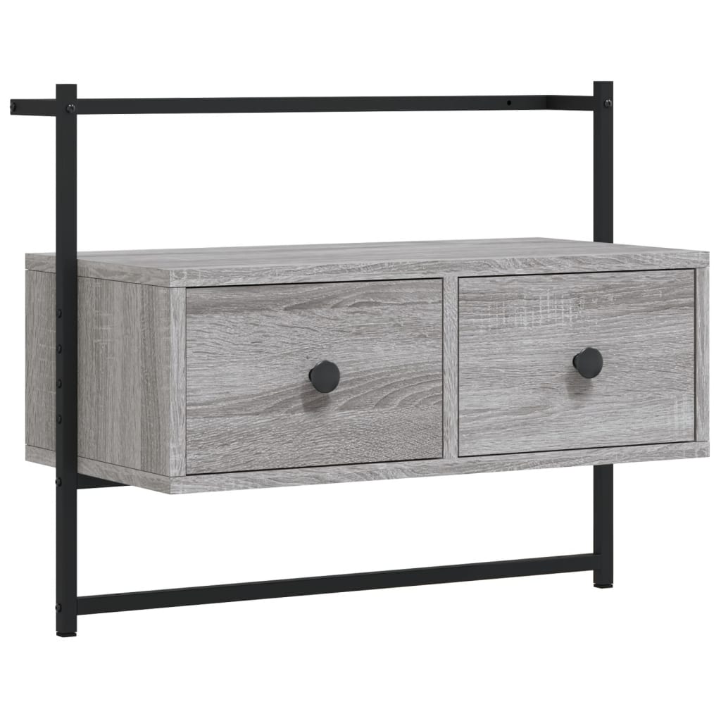 Tv-Meubel Wandgemonteerd 60,5X30X5 Cm Hout Eiken 60.5 x 30 x 51 cm Grijs sonoma
