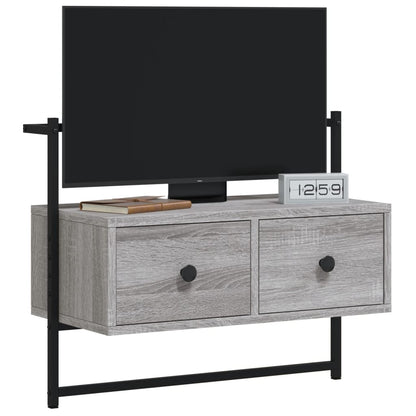 Tv-Meubel Wandgemonteerd 60,5X30X5 Cm Hout Eiken 60.5 x 30 x 51 cm Grijs sonoma