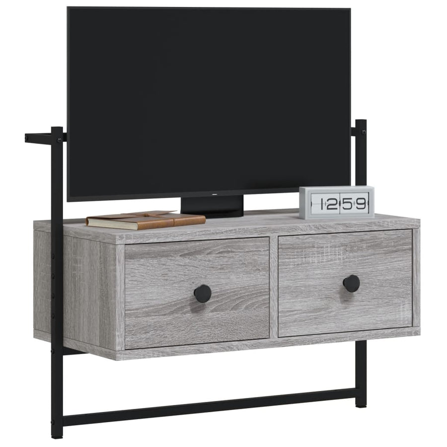 Tv-Meubel Wandgemonteerd 60,5X30X5 Cm Hout Eiken 60.5 x 30 x 51 cm Grijs sonoma