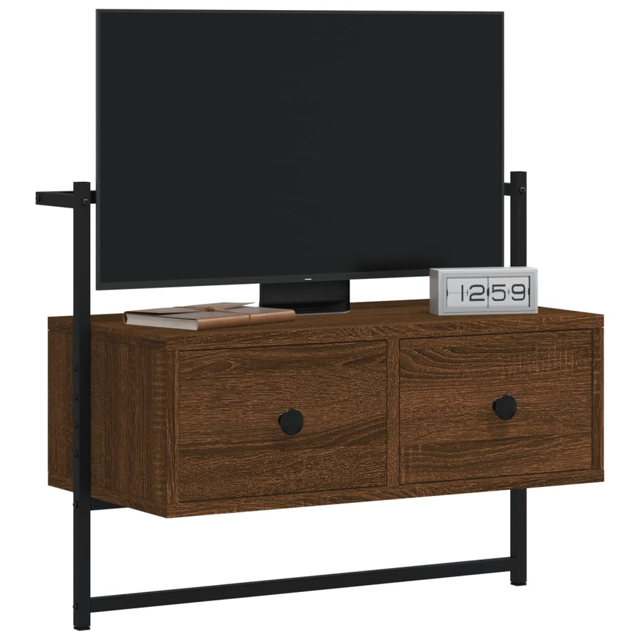 Tv-Meubel Wandgemonteerd 60,5X30X5 Cm Hout 60.5 x 30 x 51 cm bruin eikenkleur