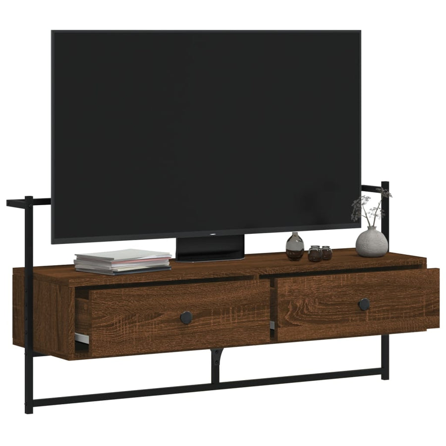Tv-Meubel Wandgemonteerd 00,5X30X5 Cm Hout 100.5 x 30 x 51 cm bruin eikenkleur