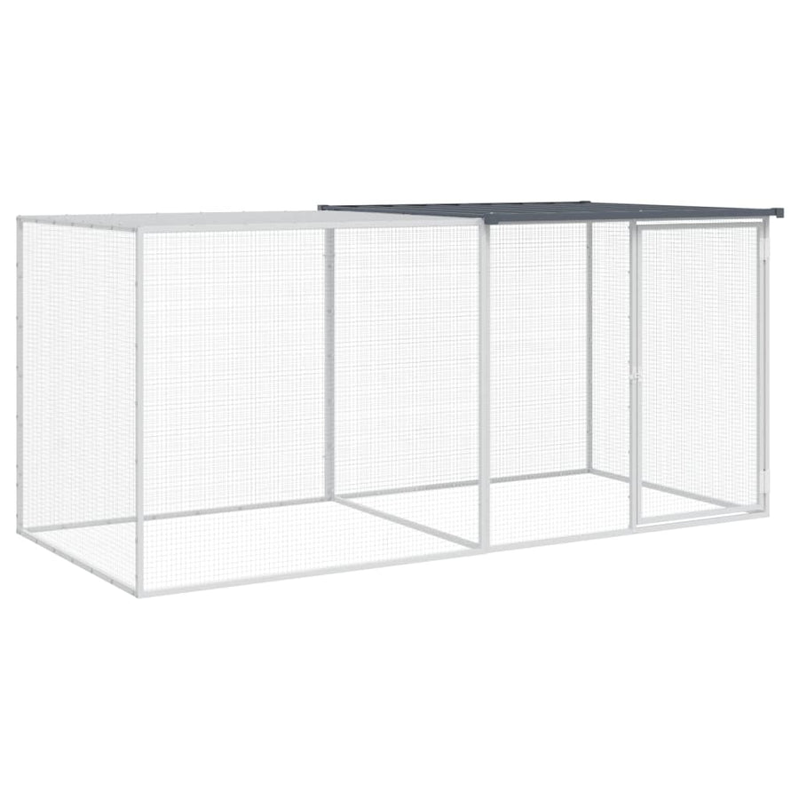 Kippenhok Met Dak Gegalvaniseerd Staal 203 x 98 x 90 cm Antraciet
