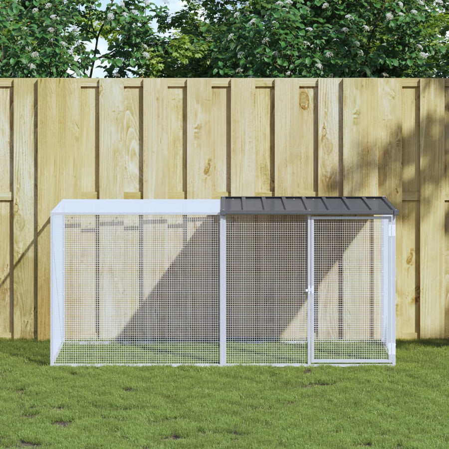 Kippenhok Met Dak Gegalvaniseerd Staal 203 x 98 x 90 cm Antraciet