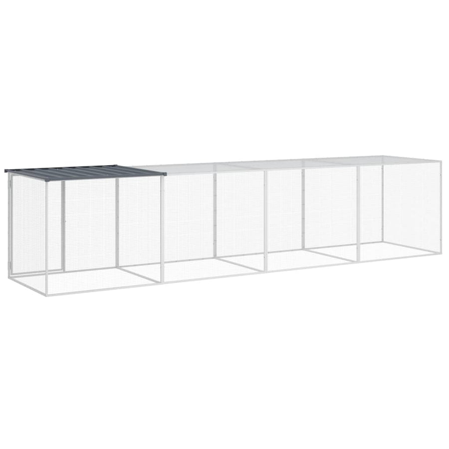 Kippenhok Met Dak Gegalvaniseerd Staal 403 x 98 x 90 cm Antraciet