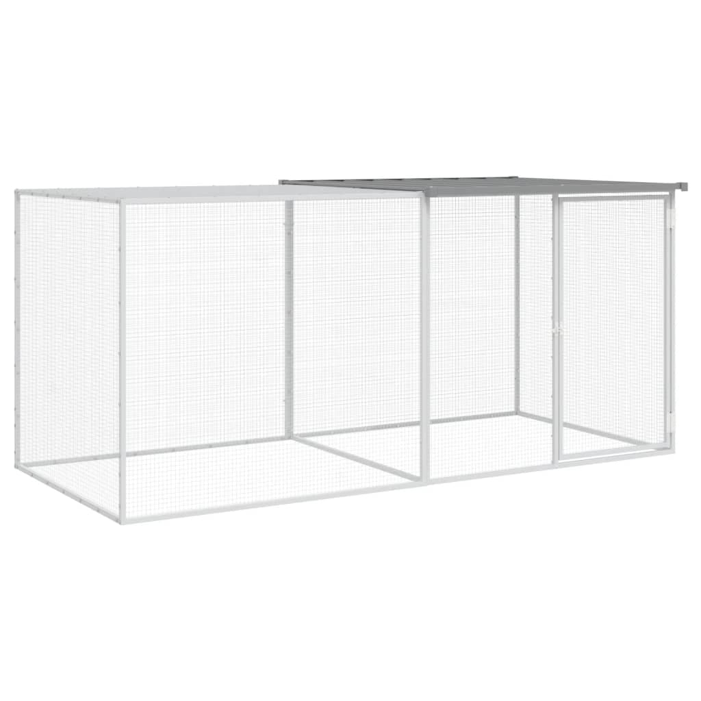 Kippenhok met dak 203x98x90 cm gegalvaniseerd staal lichtgrijs 203 x 98 x 90 cm Lichtgrijs