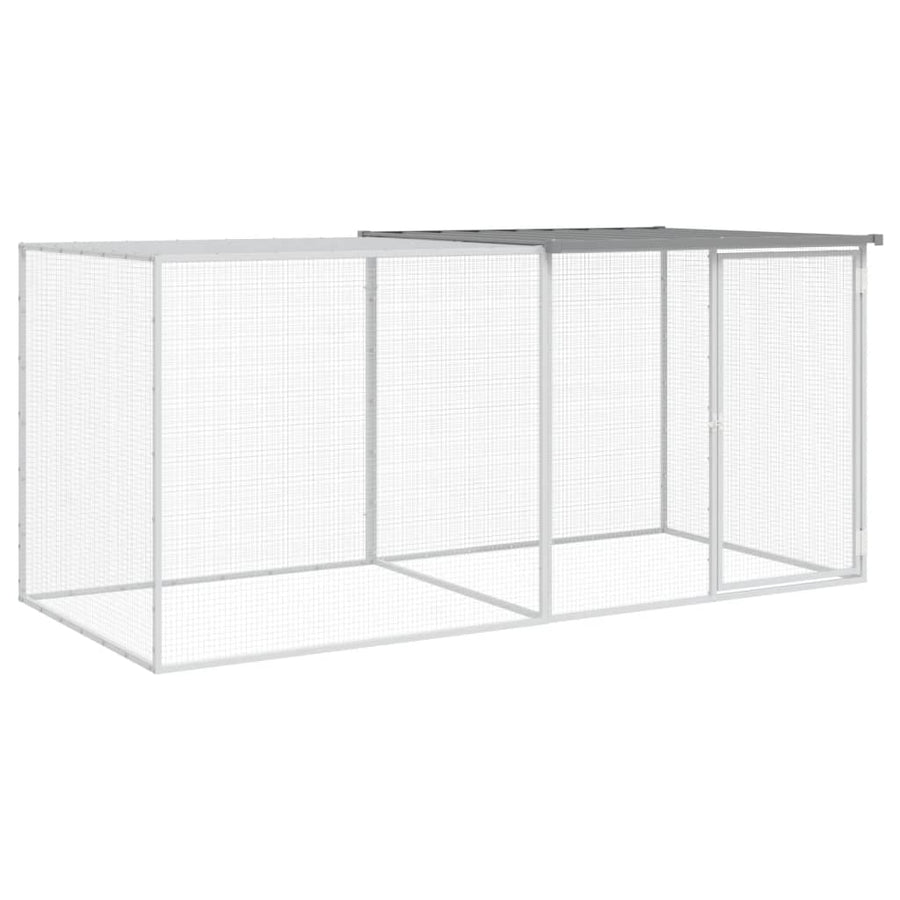 Kippenhok met dak 203x98x90 cm gegalvaniseerd staal lichtgrijs 203 x 98 x 90 cm Lichtgrijs