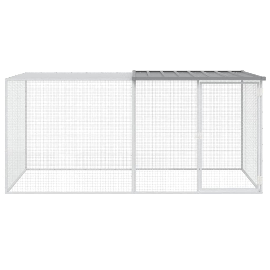 Kippenhok met dak 203x98x90 cm gegalvaniseerd staal lichtgrijs 203 x 98 x 90 cm Lichtgrijs