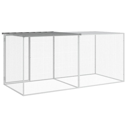 Kippenhok met dak 203x98x90 cm gegalvaniseerd staal lichtgrijs 203 x 98 x 90 cm Lichtgrijs