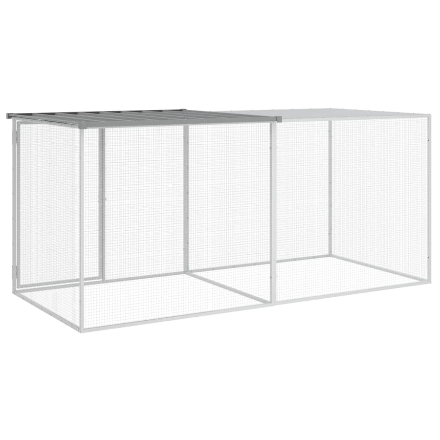 Kippenhok met dak 203x98x90 cm gegalvaniseerd staal lichtgrijs 203 x 98 x 90 cm Lichtgrijs