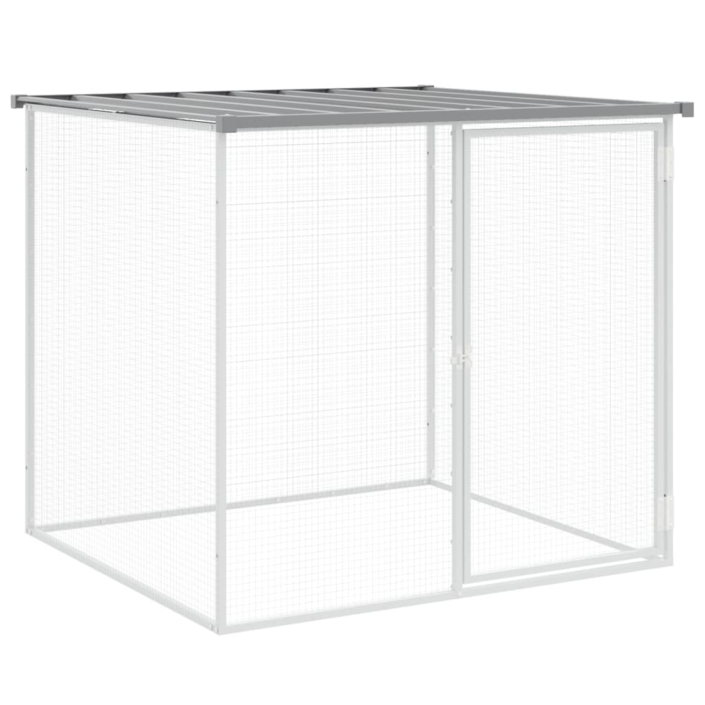 Kippenhok met dak 203x98x90 cm gegalvaniseerd staal lichtgrijs 203 x 98 x 90 cm Lichtgrijs