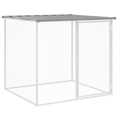 Kippenhok met dak 203x98x90 cm gegalvaniseerd staal lichtgrijs 203 x 98 x 90 cm Lichtgrijs