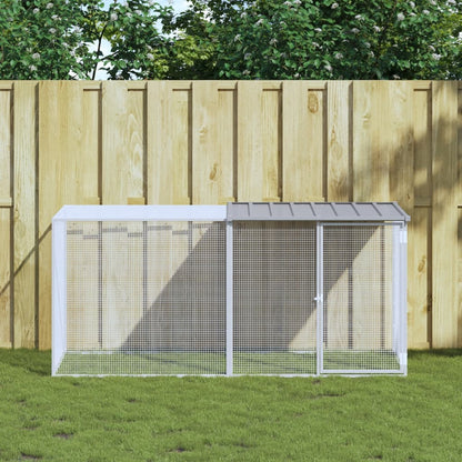 Kippenhok met dak 203x98x90 cm gegalvaniseerd staal lichtgrijs 203 x 98 x 90 cm Lichtgrijs