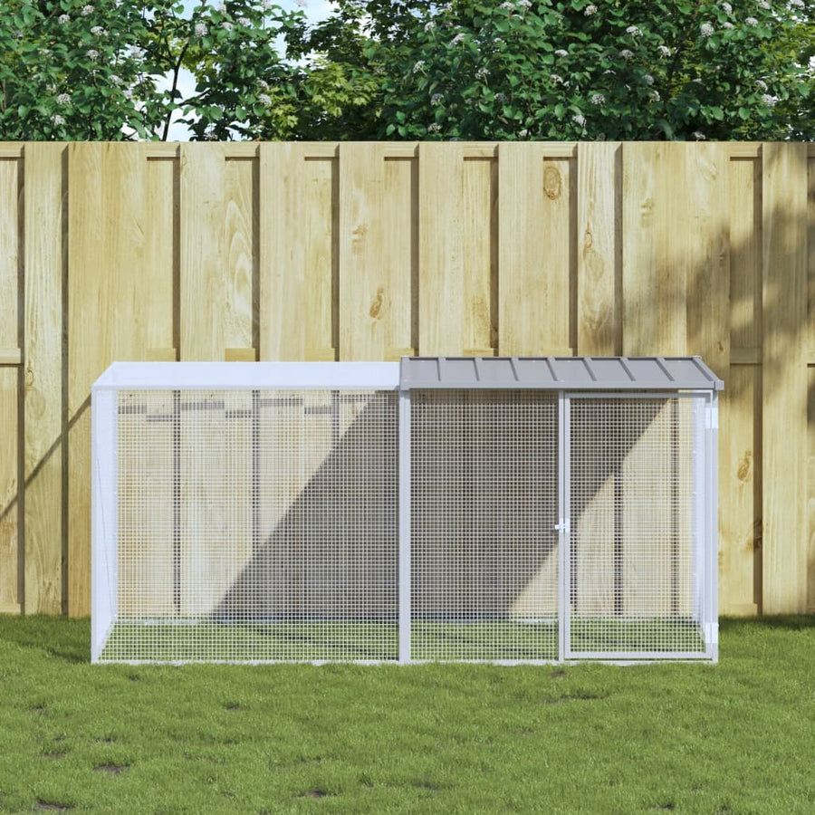 Kippenhok met dak 203x98x90 cm gegalvaniseerd staal lichtgrijs 203 x 98 x 90 cm Lichtgrijs
