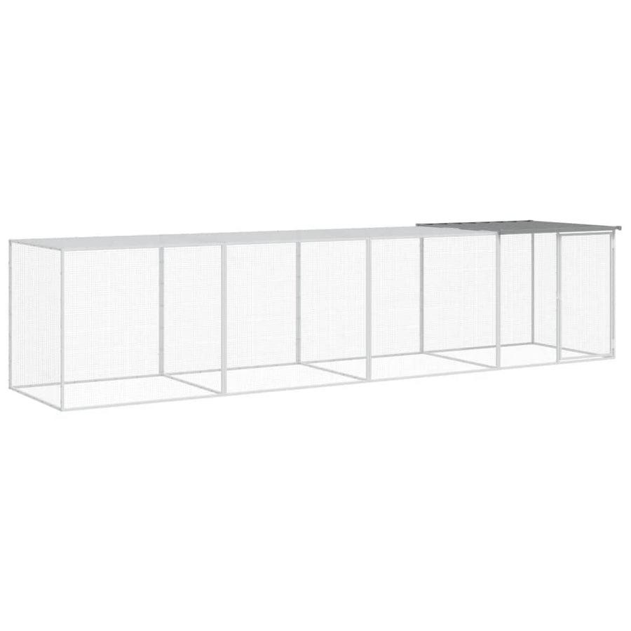 Kippenhok met dak 403x98x90 cm gegalvaniseerd staal lichtgrijs 403 x 98 x 90 cm Lichtgrijs