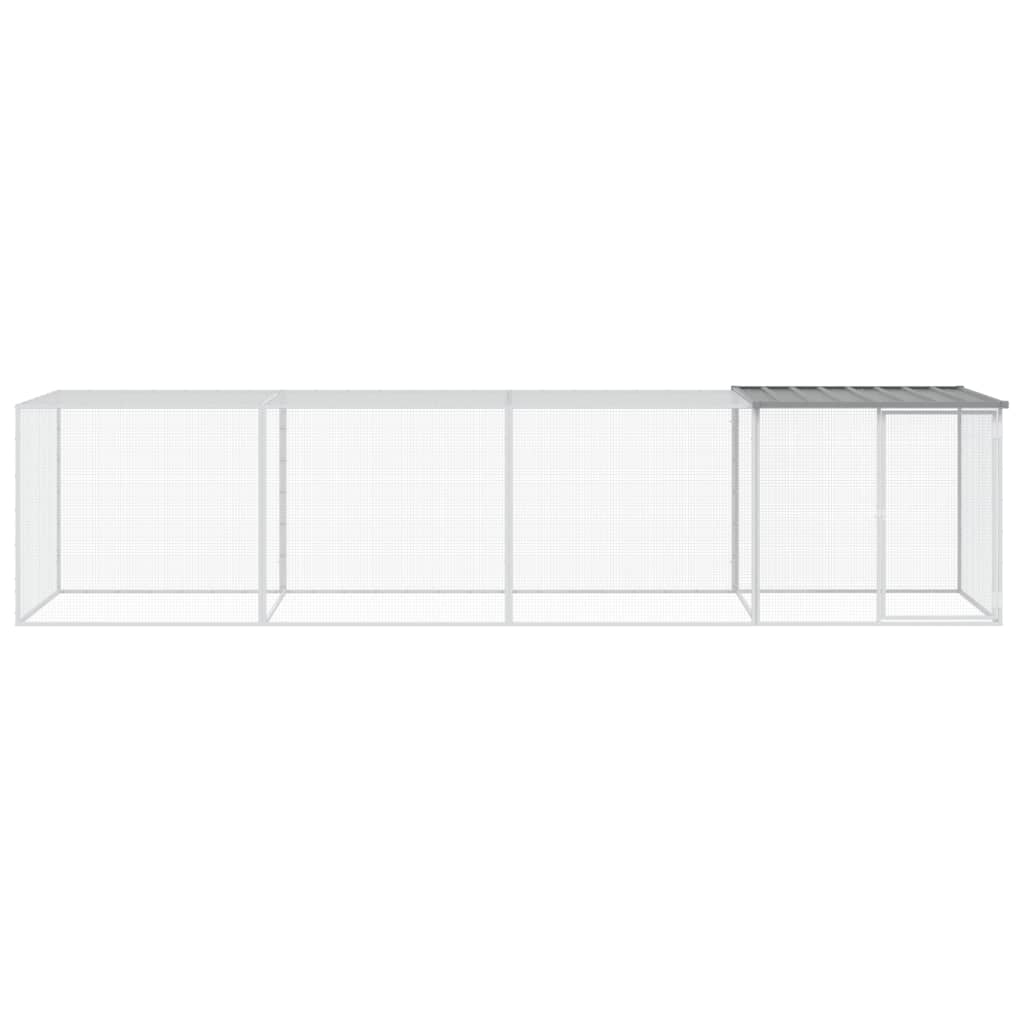 Kippenhok met dak 403x98x90 cm gegalvaniseerd staal lichtgrijs 403 x 98 x 90 cm Lichtgrijs