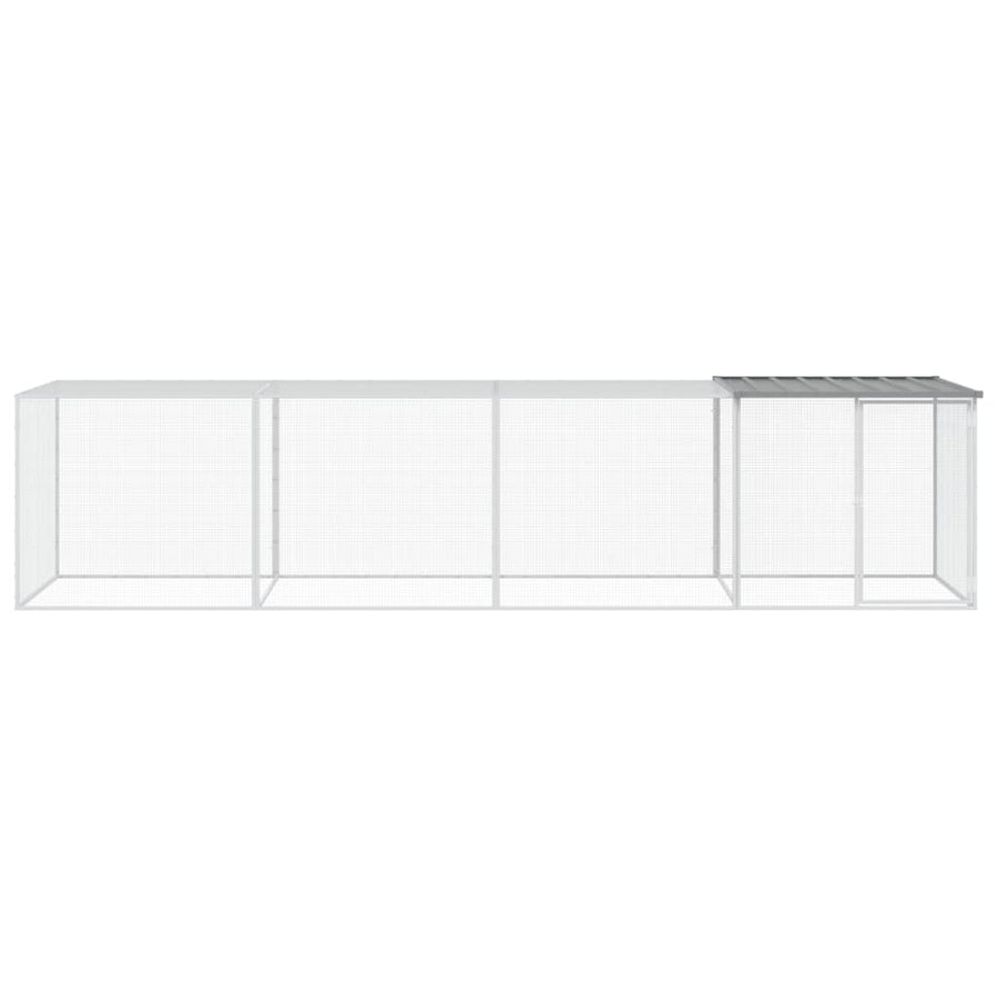 Kippenhok met dak 403x98x90 cm gegalvaniseerd staal lichtgrijs 403 x 98 x 90 cm Lichtgrijs