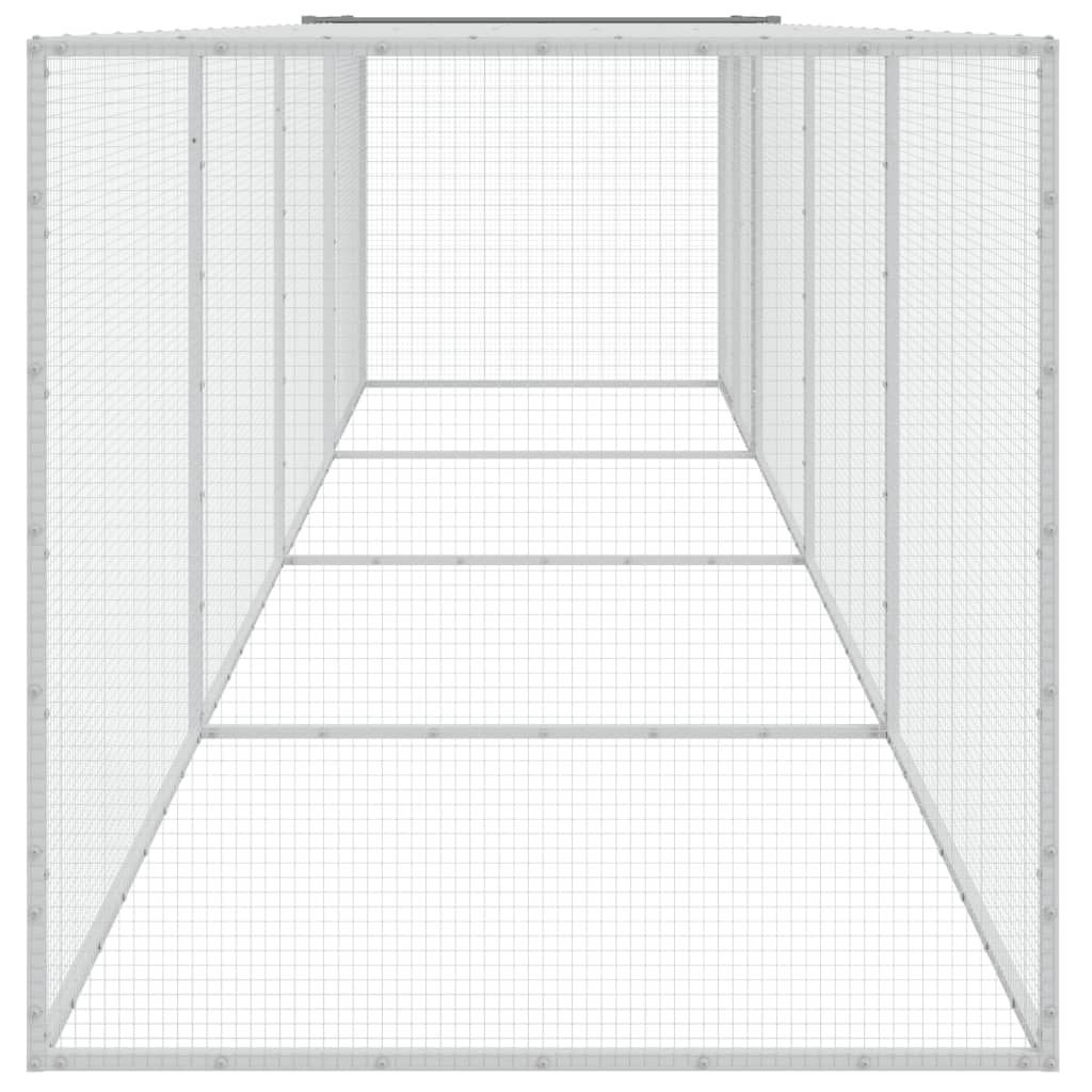 Kippenhok met dak 403x98x90 cm gegalvaniseerd staal lichtgrijs 403 x 98 x 90 cm Lichtgrijs