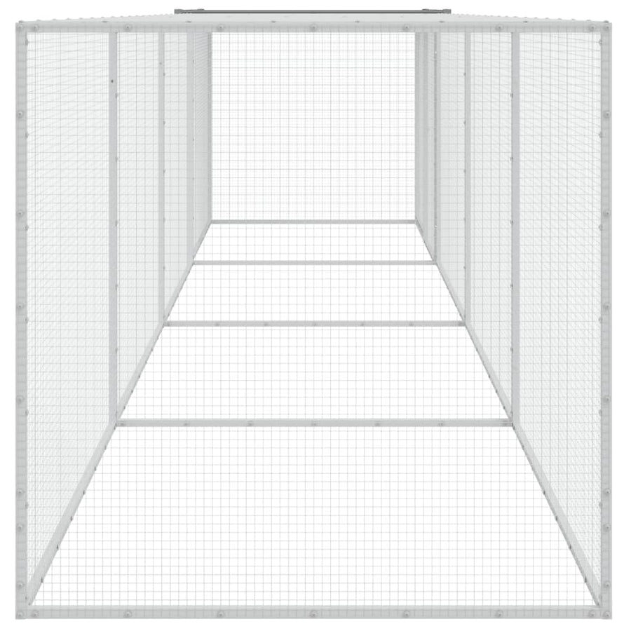 Kippenhok met dak 403x98x90 cm gegalvaniseerd staal lichtgrijs 403 x 98 x 90 cm Lichtgrijs