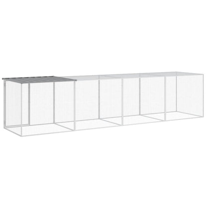 Kippenhok met dak 403x98x90 cm gegalvaniseerd staal lichtgrijs 403 x 98 x 90 cm Lichtgrijs