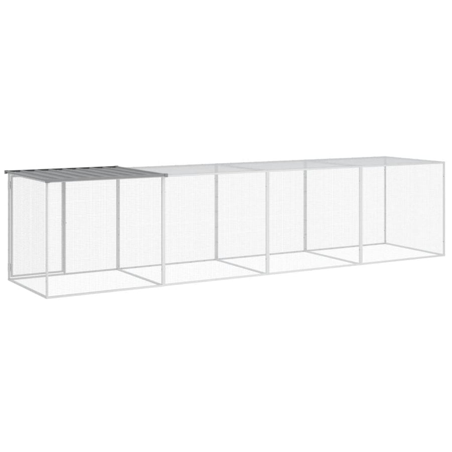 Kippenhok met dak 403x98x90 cm gegalvaniseerd staal lichtgrijs 403 x 98 x 90 cm Lichtgrijs