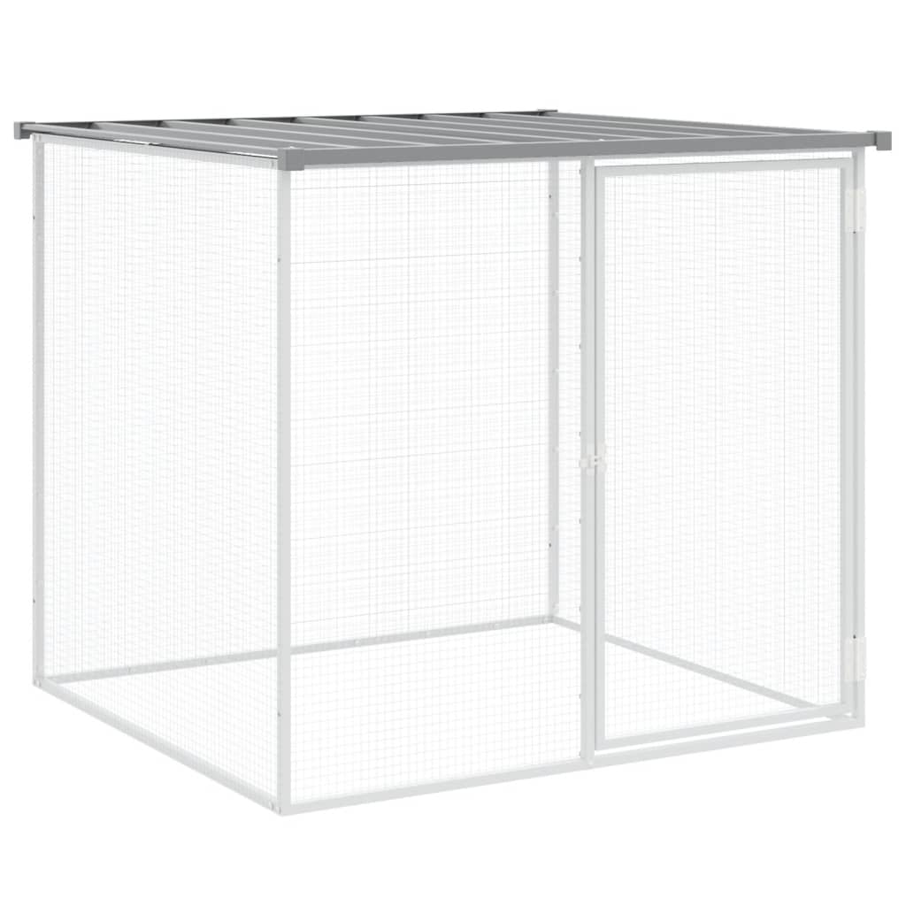 Kippenhok met dak 403x98x90 cm gegalvaniseerd staal lichtgrijs 403 x 98 x 90 cm Lichtgrijs