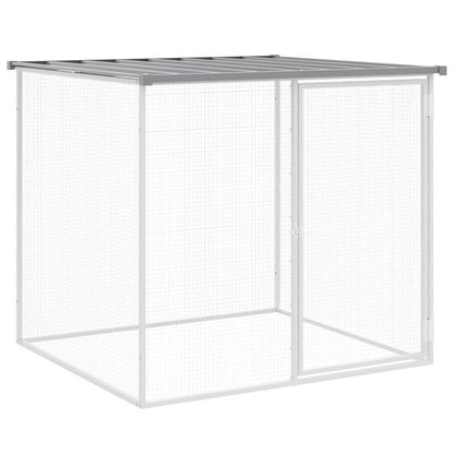 Kippenhok met dak 403x98x90 cm gegalvaniseerd staal lichtgrijs 403 x 98 x 90 cm Lichtgrijs