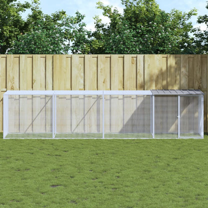 Kippenhok met dak 403x98x90 cm gegalvaniseerd staal lichtgrijs 403 x 98 x 90 cm Lichtgrijs