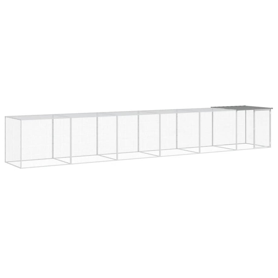 Kippenhok met dak 603x98x90 cm gegalvaniseerd staal lichtgrijs 603 x 98 x 90 cm Lichtgrijs