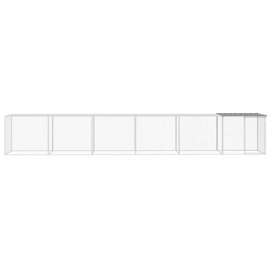 Kippenhok met dak 603x98x90 cm gegalvaniseerd staal lichtgrijs 603 x 98 x 90 cm Lichtgrijs