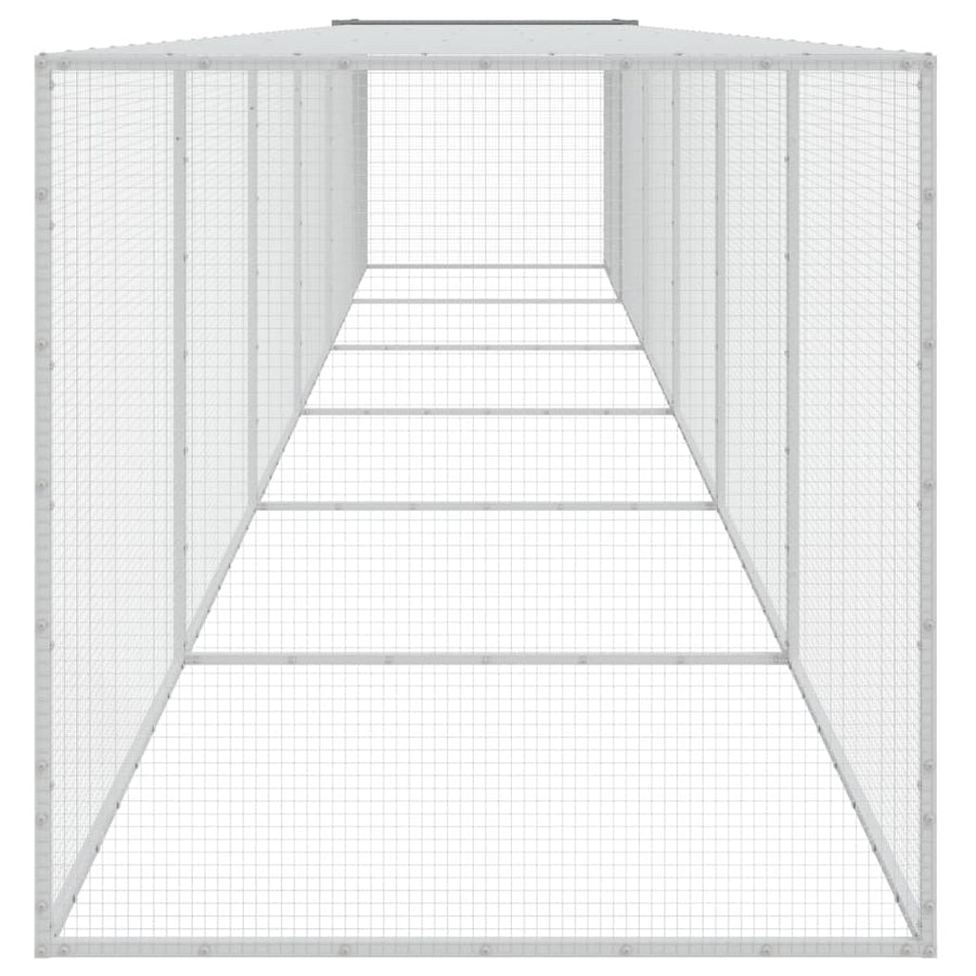 Kippenhok met dak 603x98x90 cm gegalvaniseerd staal lichtgrijs 603 x 98 x 90 cm Lichtgrijs