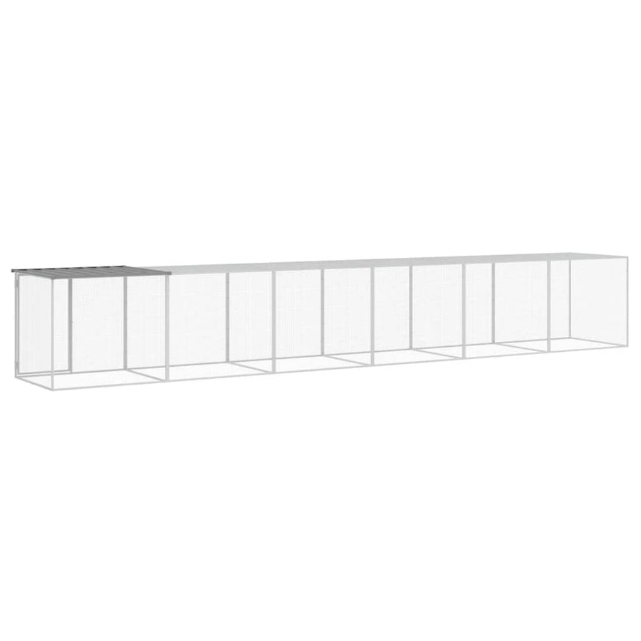 Kippenhok met dak 603x98x90 cm gegalvaniseerd staal lichtgrijs 603 x 98 x 90 cm Lichtgrijs