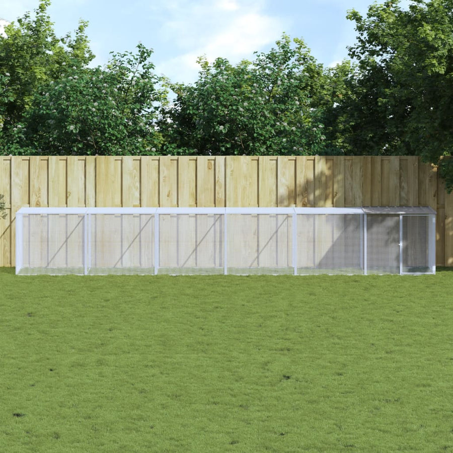 Kippenhok met dak 603x98x90 cm gegalvaniseerd staal lichtgrijs 603 x 98 x 90 cm Lichtgrijs