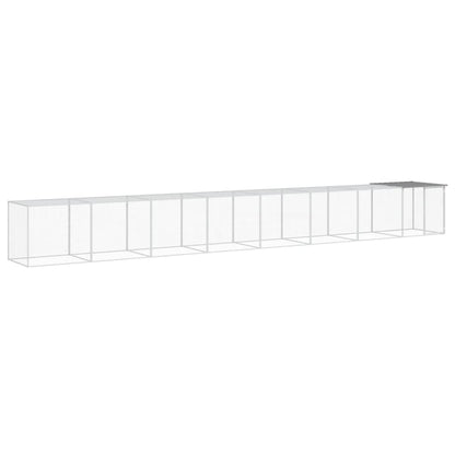Kippenhok met dak 803x98x90 cm gegalvaniseerd staal lichtgrijs 803 x 98 x 90 cm Lichtgrijs