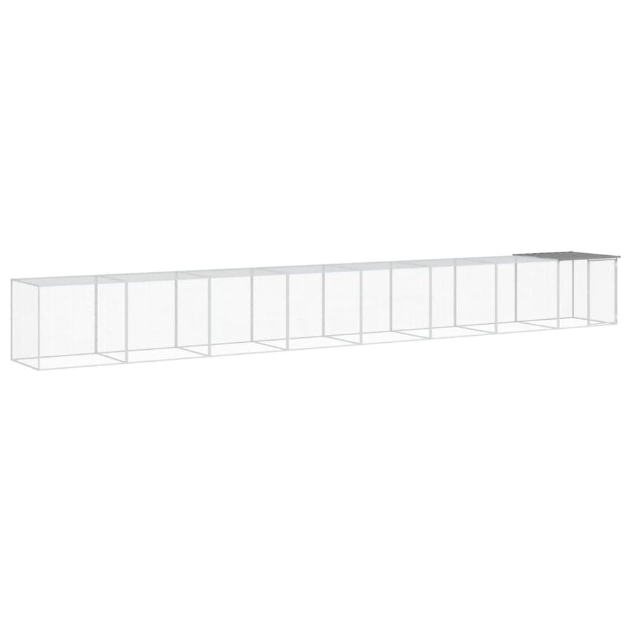 Kippenhok met dak 803x98x90 cm gegalvaniseerd staal lichtgrijs 803 x 98 x 90 cm Lichtgrijs