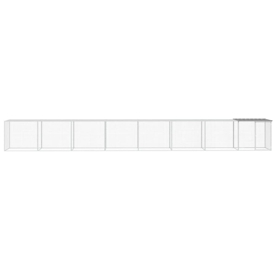 Kippenhok met dak 803x98x90 cm gegalvaniseerd staal lichtgrijs 803 x 98 x 90 cm Lichtgrijs