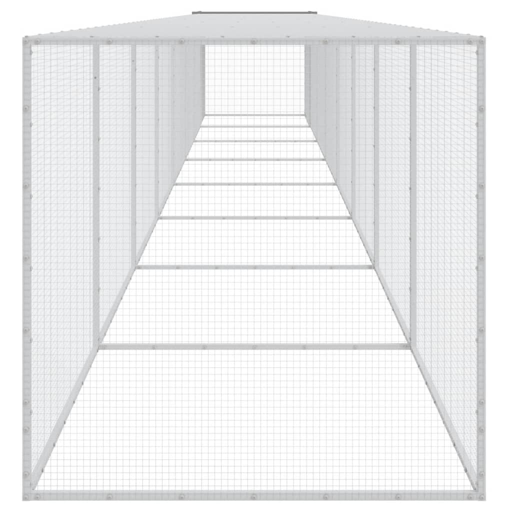 Kippenhok met dak 803x98x90 cm gegalvaniseerd staal lichtgrijs 803 x 98 x 90 cm Lichtgrijs