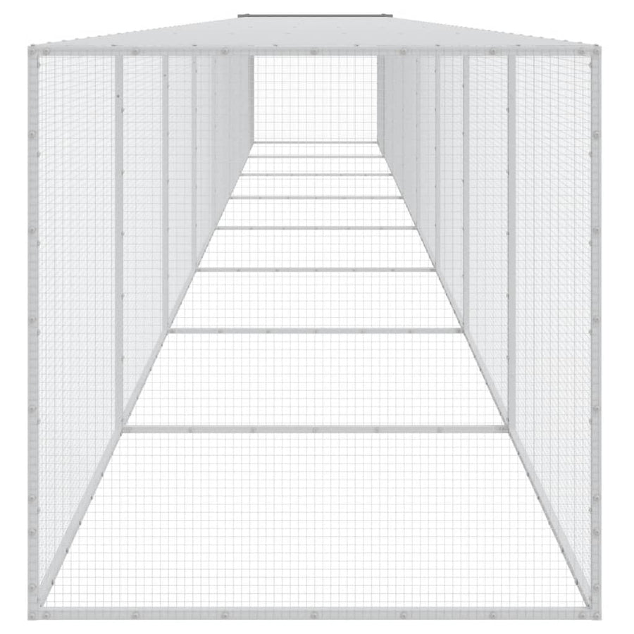 Kippenhok met dak 803x98x90 cm gegalvaniseerd staal lichtgrijs 803 x 98 x 90 cm Lichtgrijs
