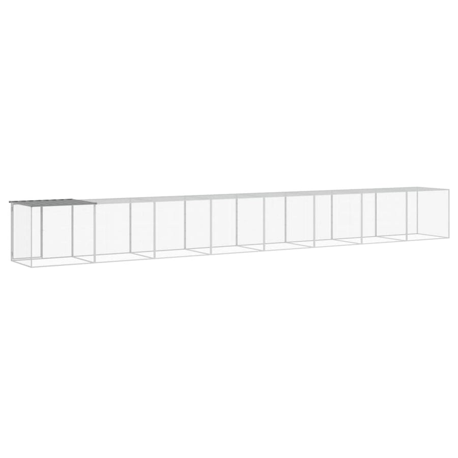 Kippenhok met dak 803x98x90 cm gegalvaniseerd staal lichtgrijs 803 x 98 x 90 cm Lichtgrijs