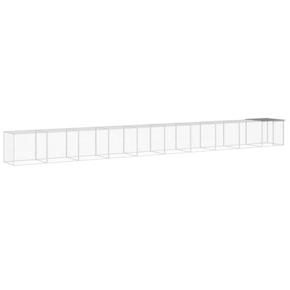Kippenhok met dak 1003x98x90 cm gegalvaniseerd staal lichtgrijs 1003 x 98 x 90 cm Lichtgrijs