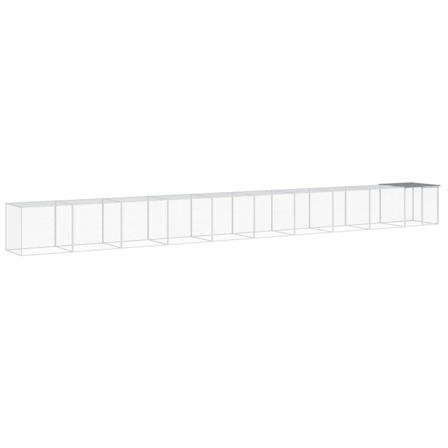 Kippenhok met dak 1003x98x90 cm gegalvaniseerd staal lichtgrijs 1003 x 98 x 90 cm Lichtgrijs